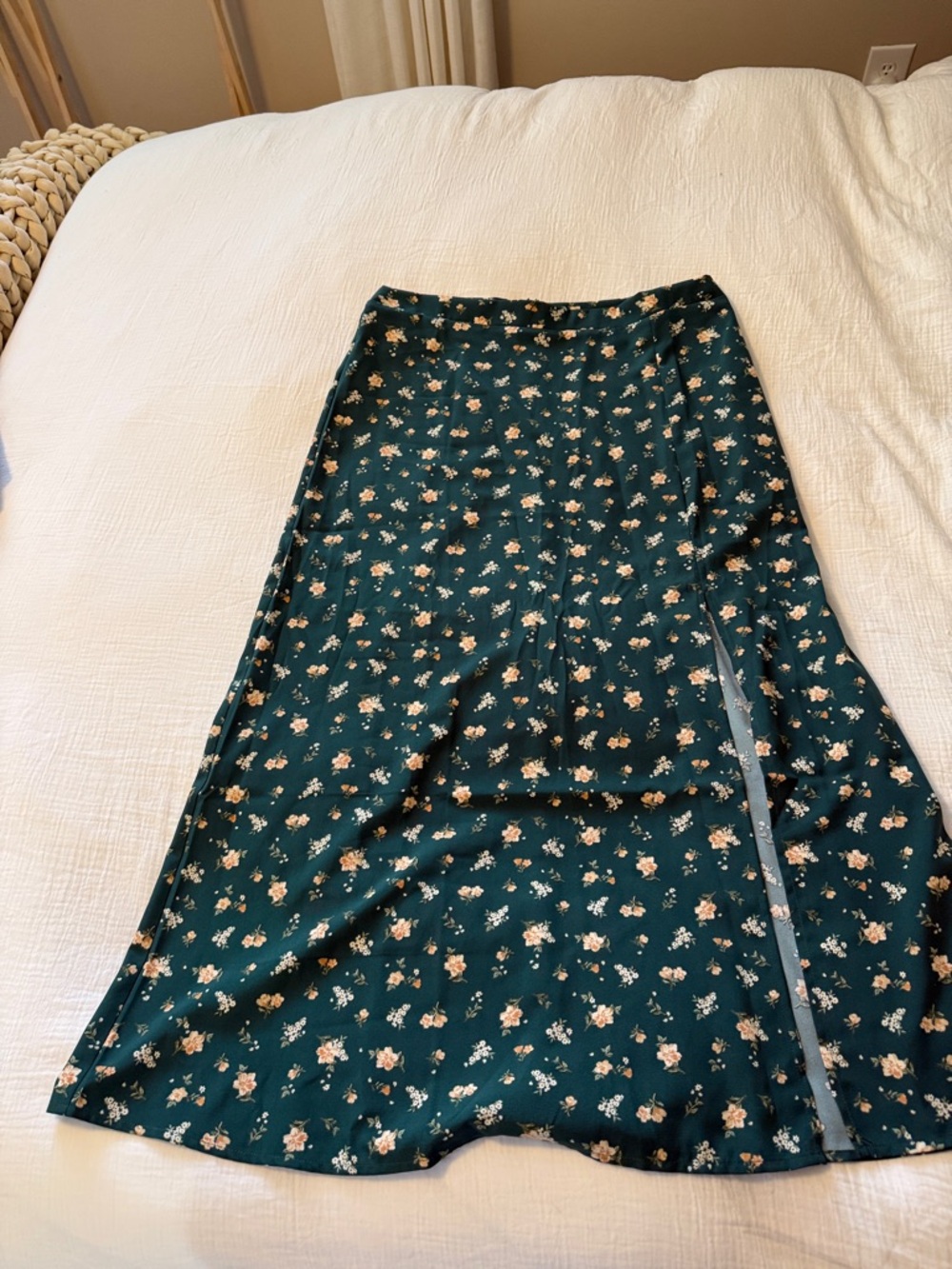 Trendy boutique Forest Green Floral Midi Skirt